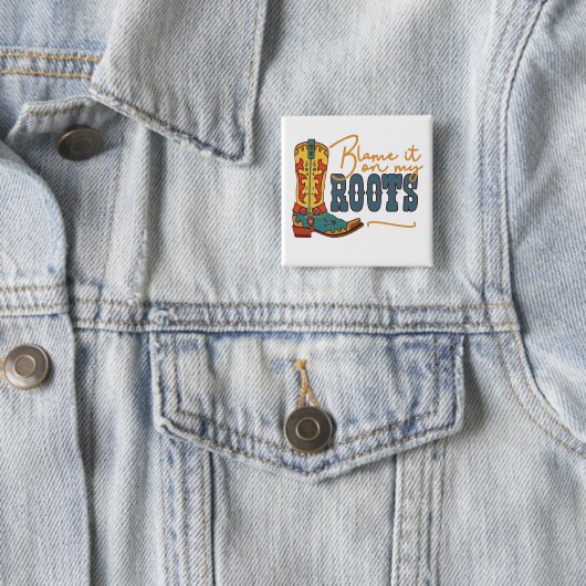 Geef het de schuld op mijn wortels vierkante button 5,1 cm (In situ)