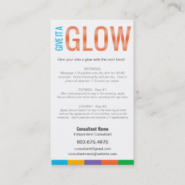 GEEF HET EEN GLOW - Mini Facial Instruction Card Visitekaartje