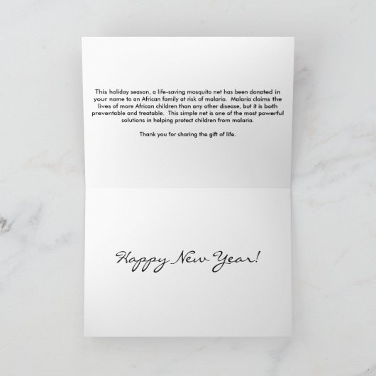 Geef het geschenk van het leven - Geef een bednet Feestdagen Kaart (Binnen)