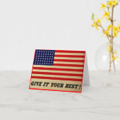 Geef het je beste  Amerikaanse vlaggennotitie Kaar Kaart (Gele Bloem)