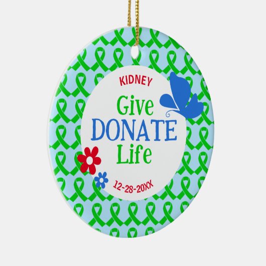 Geef het leven groen lint aangepaste orgaantranspl keramisch ornament (Rechts)