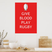 Geef het spel Rugby van het Bloed Poster (Keuken)