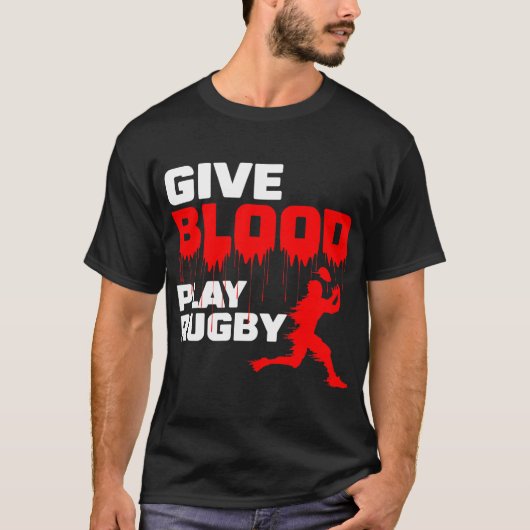 Geef het spel Rugby van het Bloed T-shirt (Voorkant)