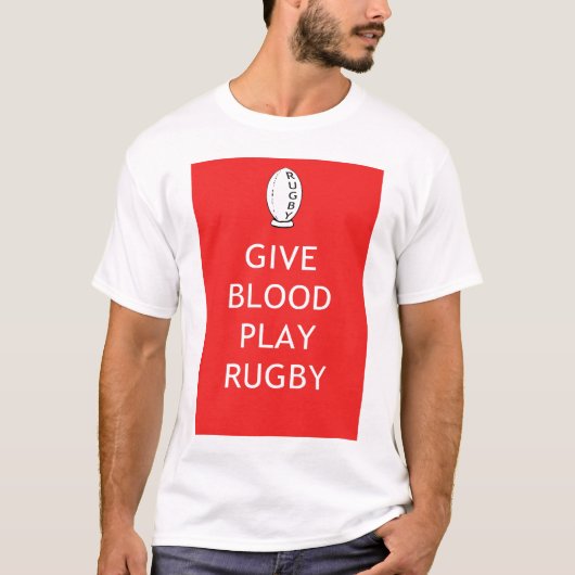 Geef het spel Rugby van het Bloed T-shirt (Voorkant)