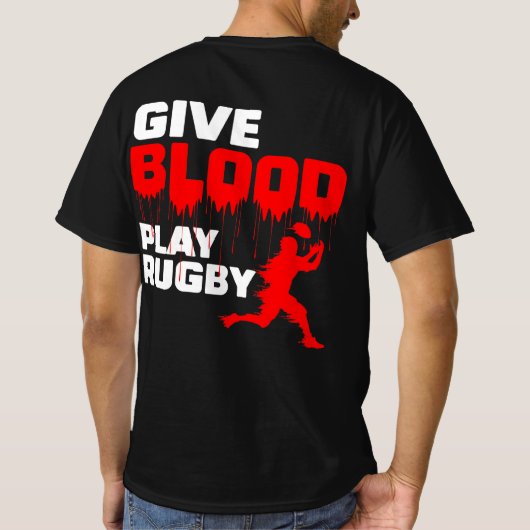 Geef het spel Rugby van het Bloed T-shirt (Achterkant)