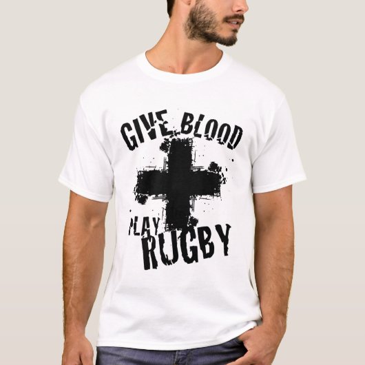 Geef het spel Rugby van het Bloed T-shirt (Voorkant)