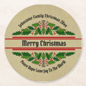 Geef Holly de Tekst van de Naam uit die Kerstmis 2 Ronde Kartonnen Onderzetter (Voorkant)