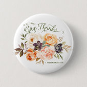 Geef in alles Bedankt bloemige Rozen klein Ronde Button 5,7 Cm (Voorkant)
