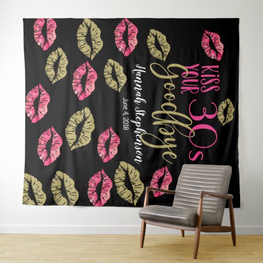 geef je 30'er vaarwel foto prop virtuele feestje wandkleed (In Situ (horizontaal))