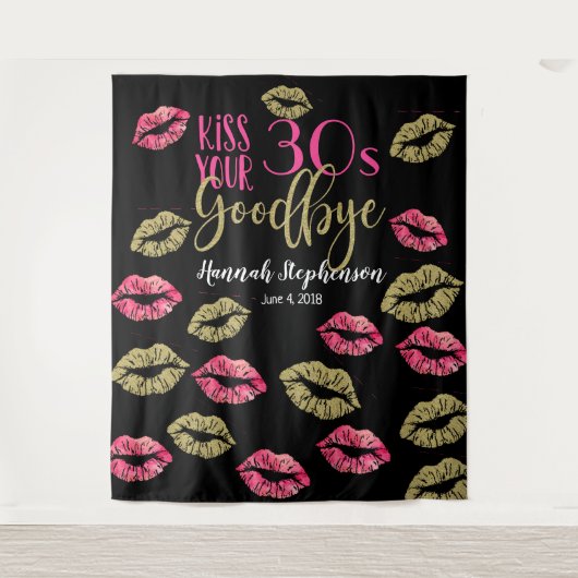 geef je 30'er vaarwel foto prop virtuele feestje wandkleed (Voorkant)