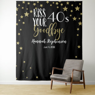 geef je 40'er vaarwel foto prop virtuele feest wandkleed