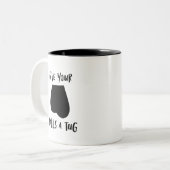 Geef je ballen tweekleurige koffiemok (Voorkant links)