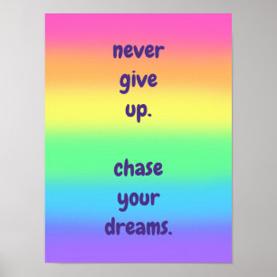 Geef je dromen nooit op. poster