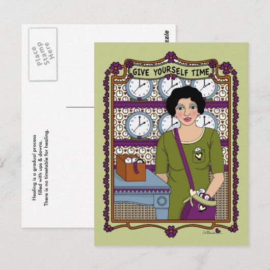 Geef je eigen Time_A_ Briefkaart (Voorkant / Achterkant)