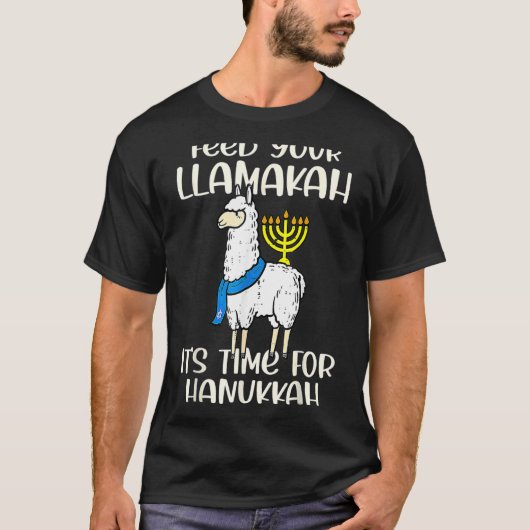 Geef je Llamakah Llama Hanukkah Pajamas Chanuka T-shirt (Voorkant)