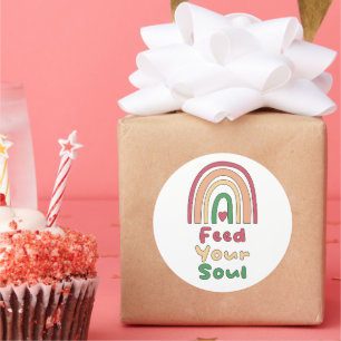 Geef je ziel motivatie boho-regenboog. ronde sticker
