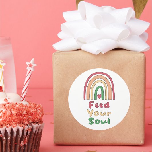 Geef je ziel motivatie boho-regenboog. ronde sticker (Feest)