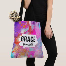Geef jezelf genade Roze abstracte inspiratie voor Tote Bag
