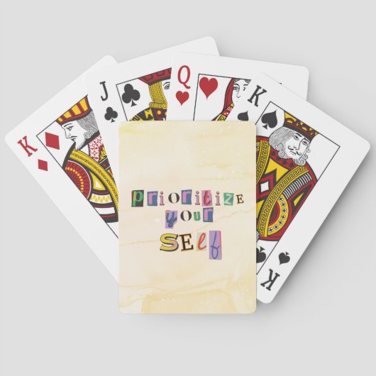 Geef jezelf prioriteit pokerkaarten (Achterkant)