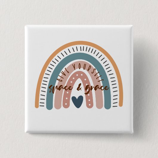 Geef jezelf ruimte en Grace Affirmatie Vierkante Button 5,1 Cm (Voorkant)