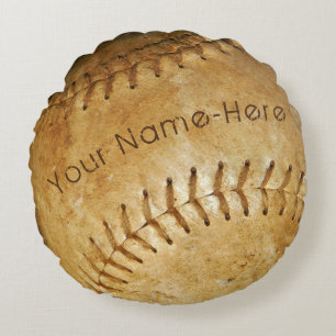 Geef jouw naam Vintage Wit honkbal persoonlijk aan Rond Kussen