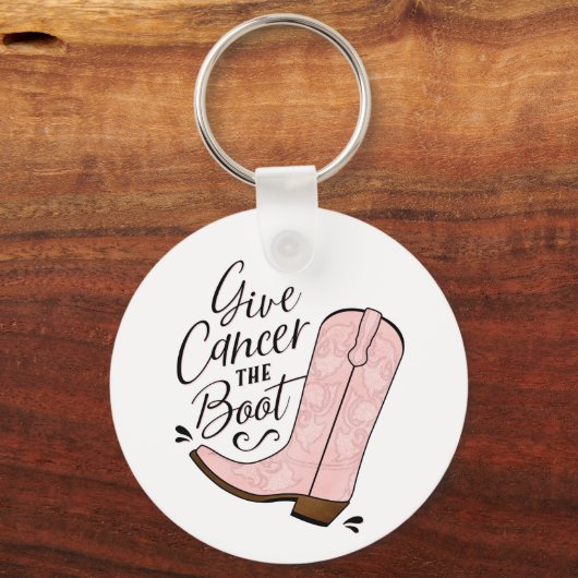 Geef kanker de Boot Breast Cancer Support Gift Sleutelhanger (Voorkant)