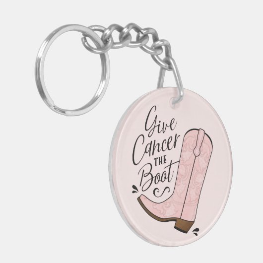 Geef kanker de Boot Breast Cancer Support Gift Sleutelhanger (Voorkant Links)
