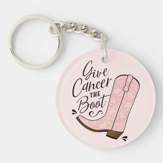 Geef kanker de Boot Breast Cancer Support Gift Sleutelhanger (Voorkant)