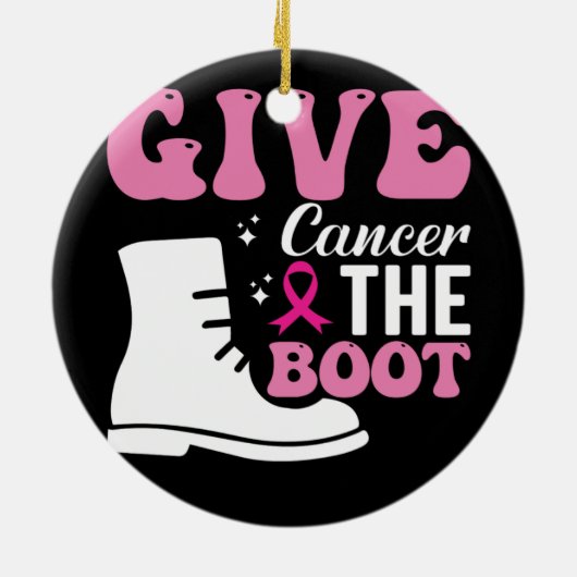 Geef kanker de bootborstkankerbewustzijn keramisch ornament (Achterkant)