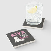 Geef kanker de bootborstkankerbewustzijn stenen onderzetter (Zijkant)