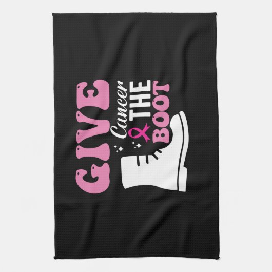 Geef kanker de bootborstkankerbewustzijn theedoek (Verticaal)