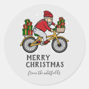 Geef kerstmis naam familie persoonlijk aan ronde sticker