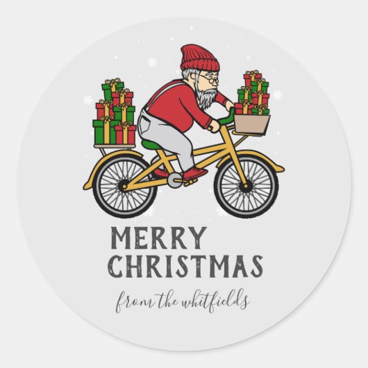 Geef kerstmis naam familie persoonlijk aan ronde sticker (Voorkant)