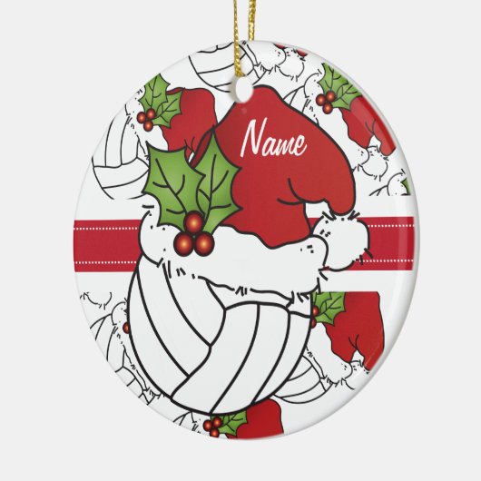 Geef kerstvolleybal aan keramisch ornament (Links)