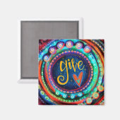 Geef kleurrijke grillige trendy hart inspirerend magneet (Voorkant / Achterkant)