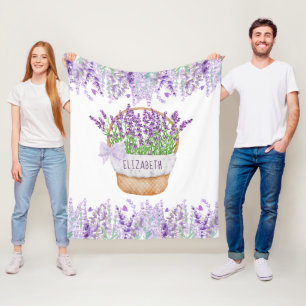 Geef Lavender Floral Paars Green Basket aan Fleece Deken
