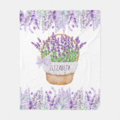 Geef Lavender Floral Paars Green Basket aan Fleece Deken (Voorkant)