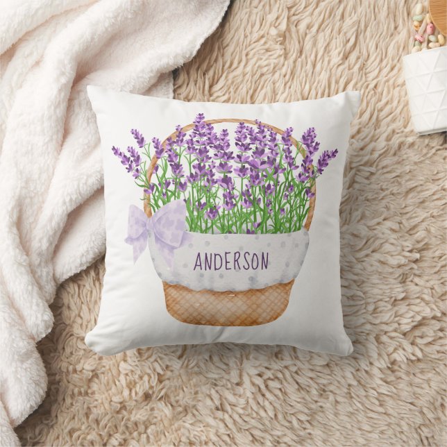 Geef Lavender Floral Paars Green Basket aan Kussen (Deken)