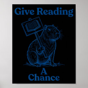 Geef lezen een kans - boek boekenwurm - mannen vro poster