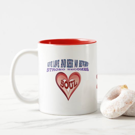 Geef liefde tweekleurige koffiemok (Met donut)