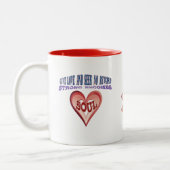 Geef liefde tweekleurige koffiemok (Links)