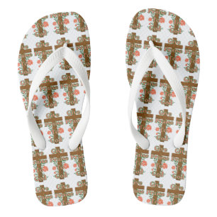 Geef lof aan God Houten Cross-over Teenslippers