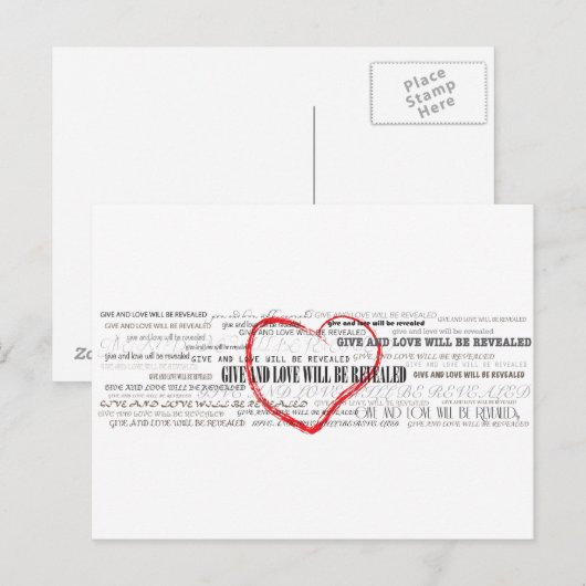 Geef Love Inspirerend postkaart (Voorkant / Achterkant)