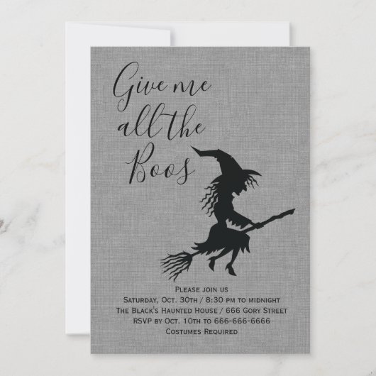 Geef me alle Boos Linen Halloween Party Kaart (Voorkant)