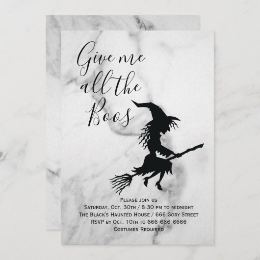 Geef me alle Boos Marble Halloween Party Kaart (Voorkant / Achterkant)