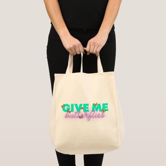"Geef me Butterflies" Tas van de kruidenierswinkel (Voorkant (product))