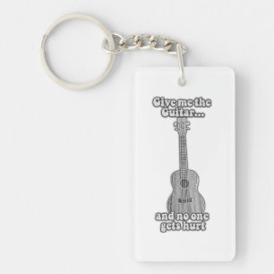 Geef me de gitaar en niemand raakt gewond. B & W Sleutelhanger