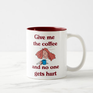 Geef me de koffie en niemand krijgt Mok. Tweekleurige Koffiemok