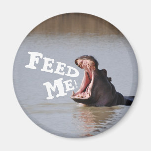 Geef me de voeders! Hippo Funny Fridge Magneet