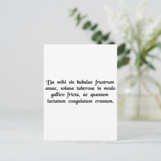 Geef me een hamburger, franse frietjes en een dik. briefkaart (Staand voorkant)